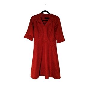Sharagano red suede-feel A-line dress, size 6